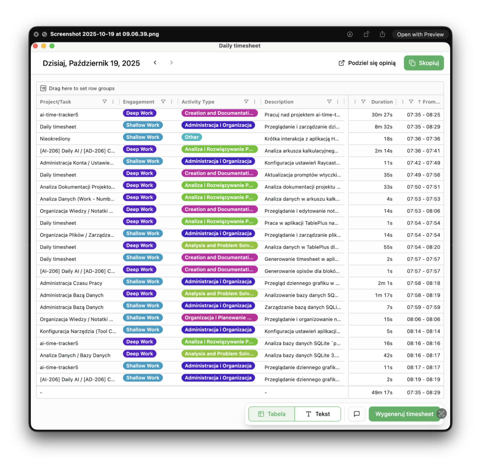 AI Desktop Timesheet for Windows and Mac screenshot 2